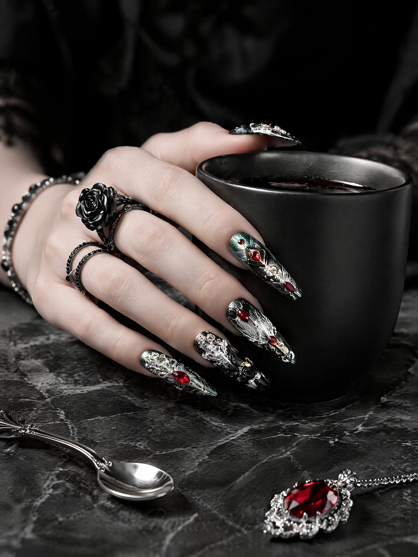 Crimson Relic & Silver Psalms | LUMlix Haute Nail