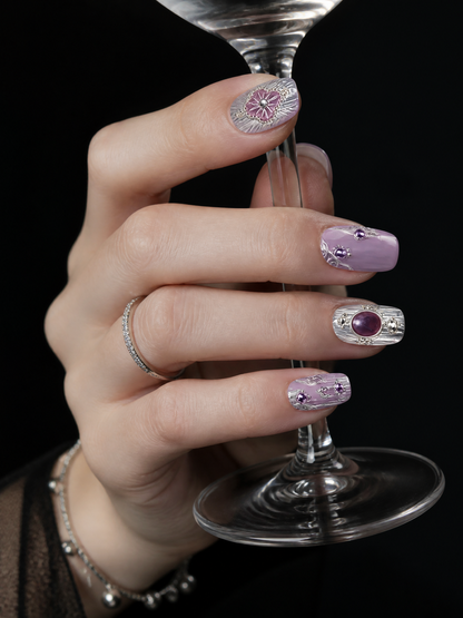 Amethyst’s Silvered Hymn | LUMlix Haute Nail
