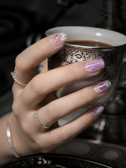 Amethyst’s Silvered Hymn | LUMlix Haute Nail