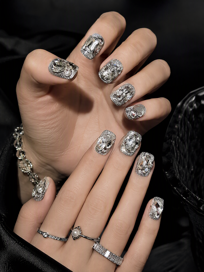 Frosted Silver Diamond Vault | LUMlix Haute Nail