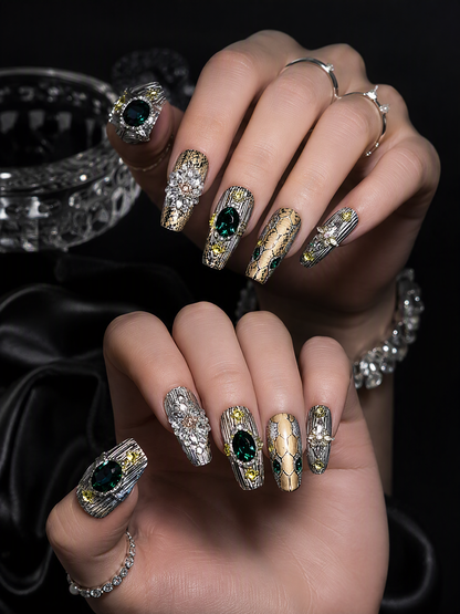 Serpentine Emerald Tapestry | LUMlix Haute Nail