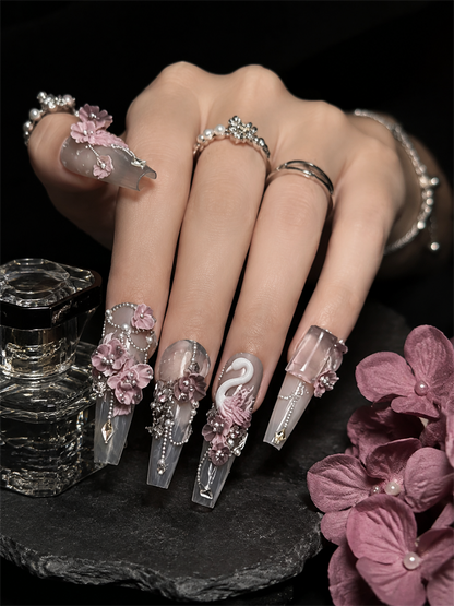 Dusty Rose Swan Sonata | LUMlix Haute Nail