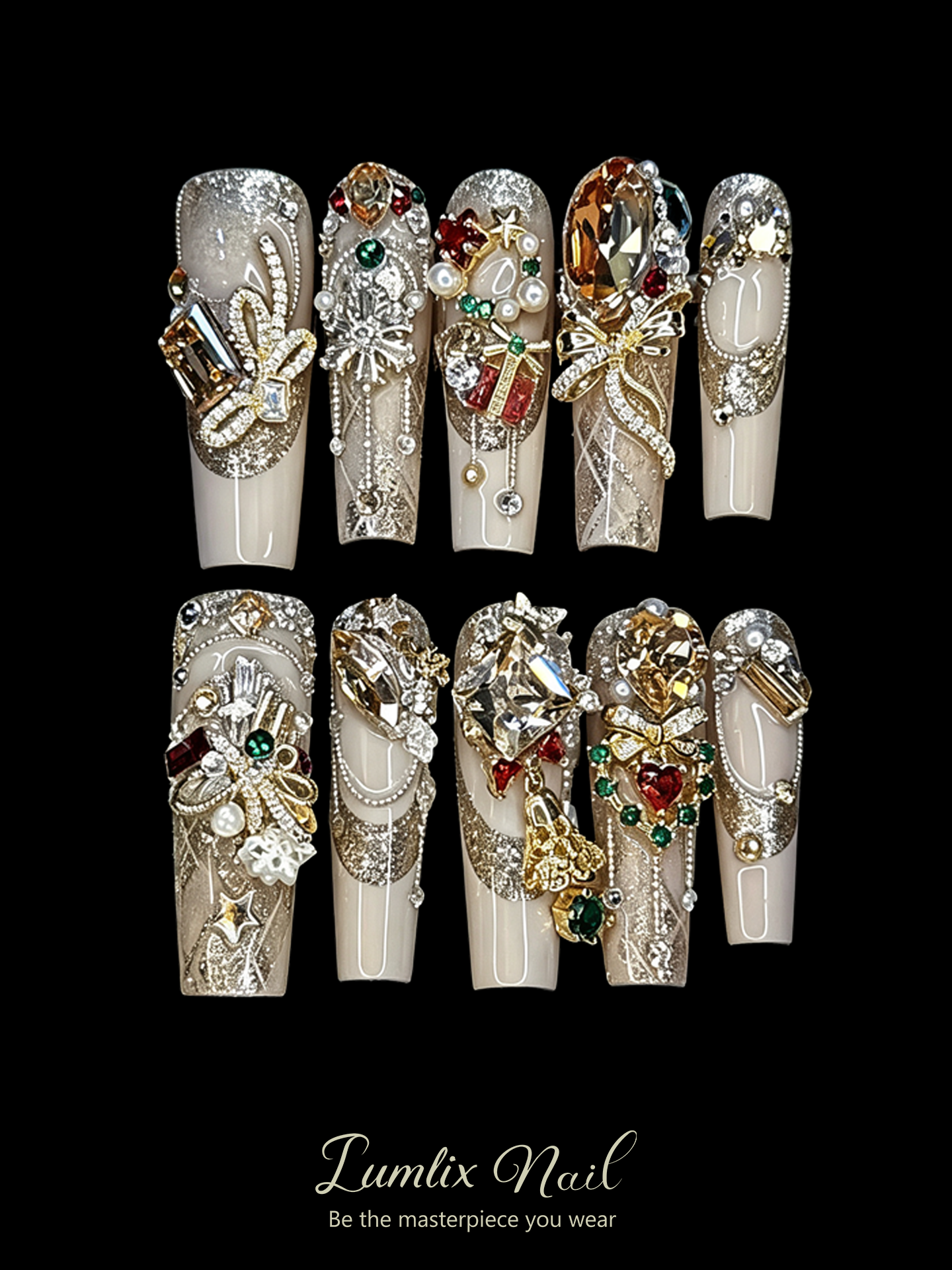 Gilded Holiday Opulence | LUMlix Haute Nail