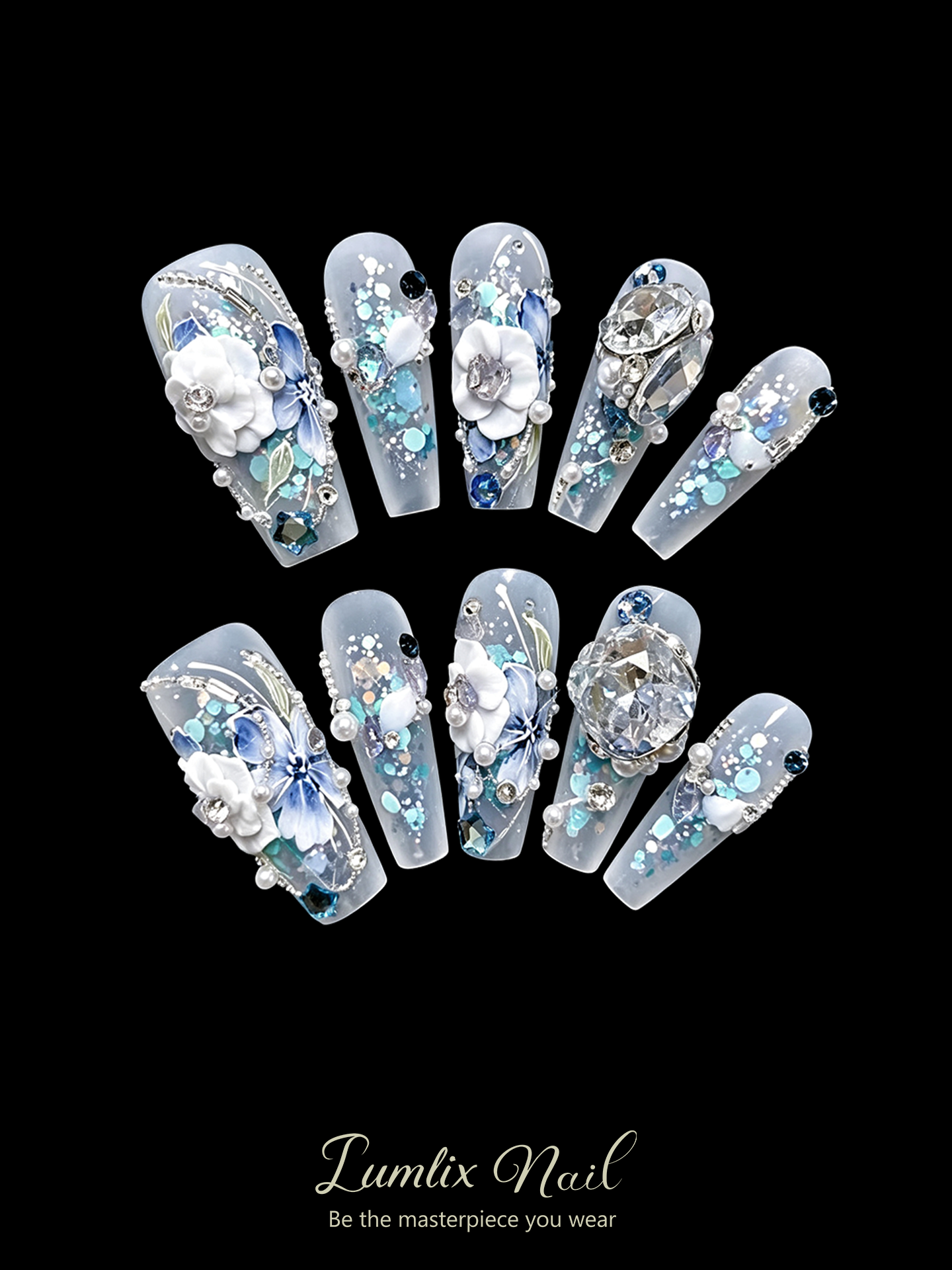 Azure Porcelain Garden | LUMlix Haute Nail