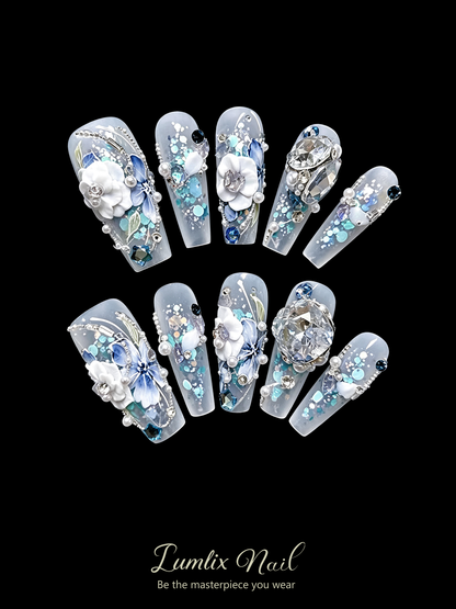 Azure Porcelain Garden | LUMlix Haute Nail