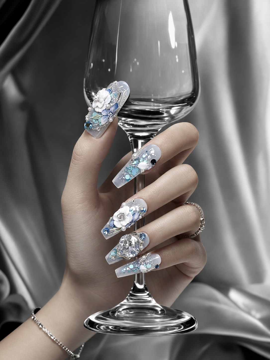 Azure Porcelain Garden | LUMlix Haute Nail