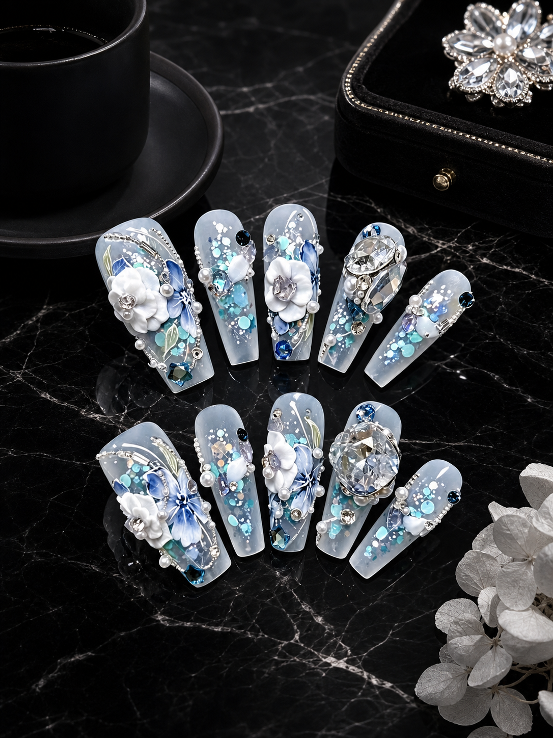 Azure Porcelain Garden | LUMlix Haute Nail