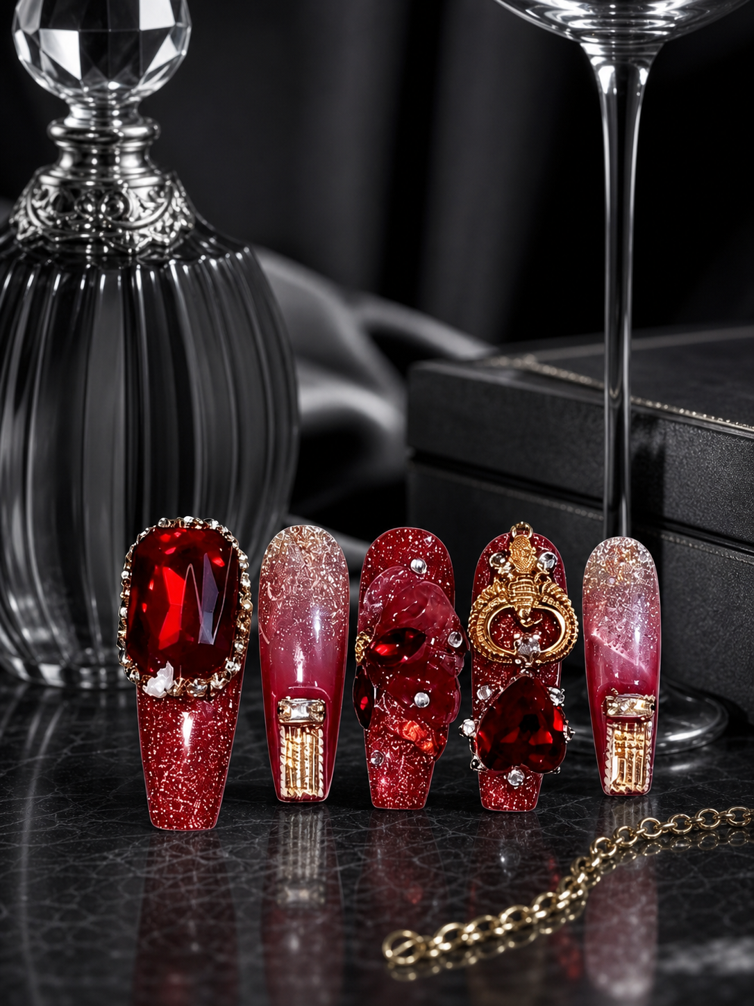 Crimson Velvet Nocturne | LUMlix Haute Nail