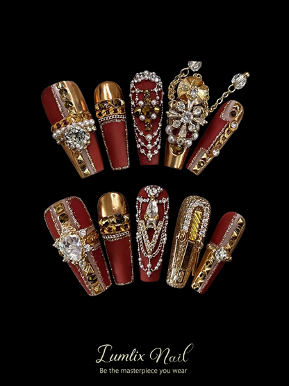 Crimson Regal Opulence | LUMlix Haute Nail