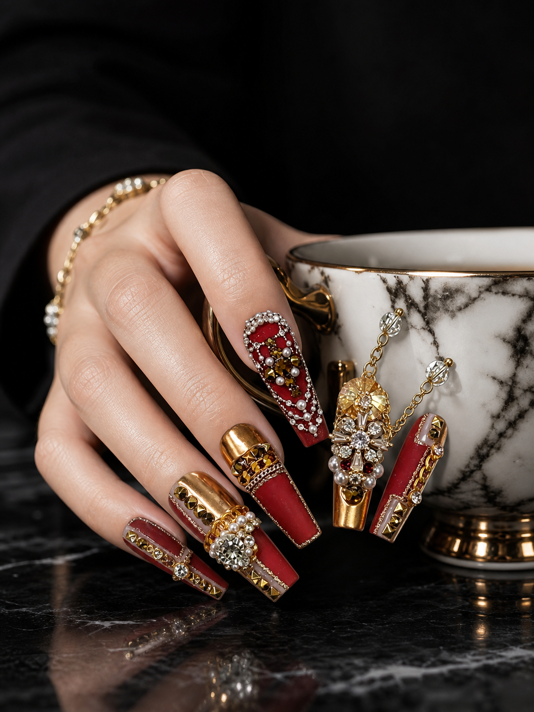 Crimson Regal Opulence | LUMlix Haute Nail