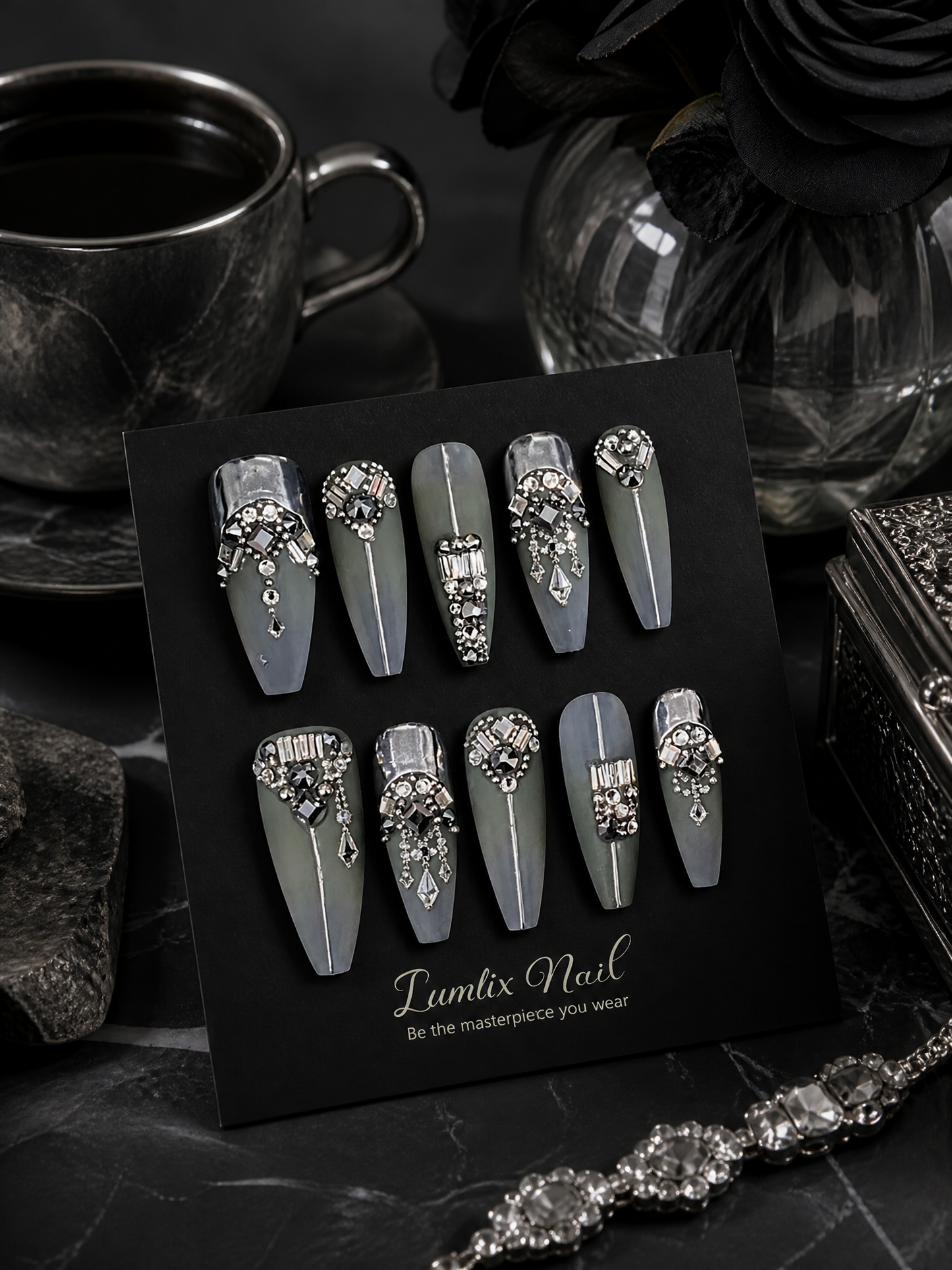 Obsidian Noir Deco | LUMlix Haute Nail