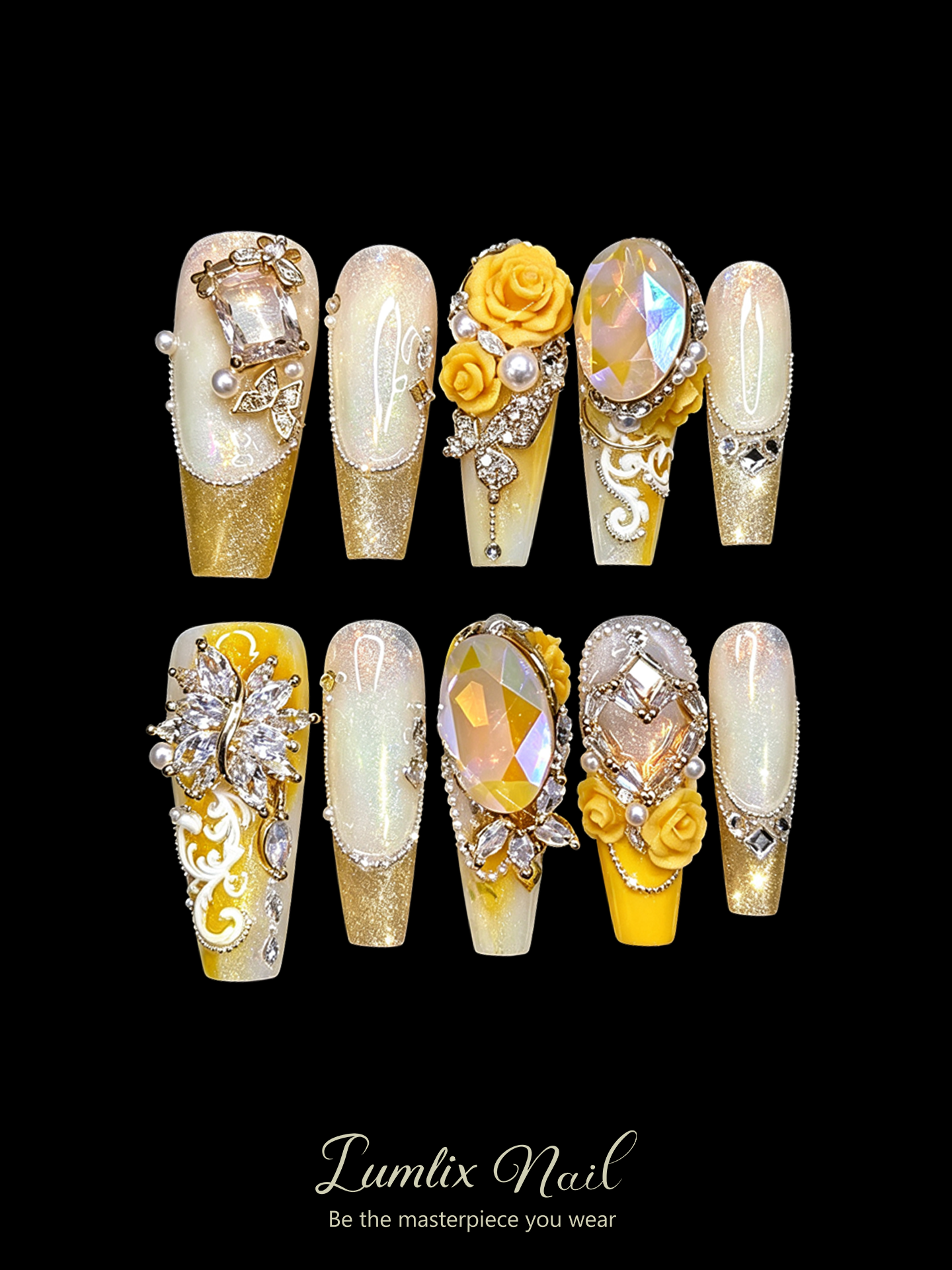 Gilded Sunfire Opulence | LUMlix Haute Nail