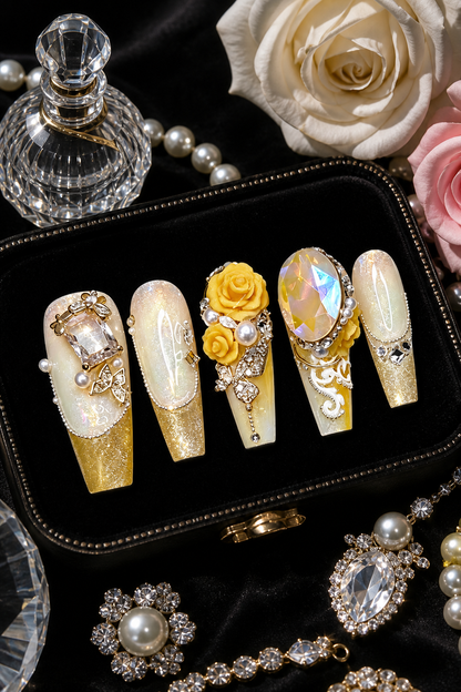 Gilded Sunfire Opulence | LUMlix Haute Nail