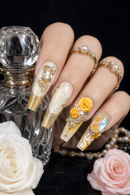Gilded Sunfire Opulence | LUMlix Haute Nail