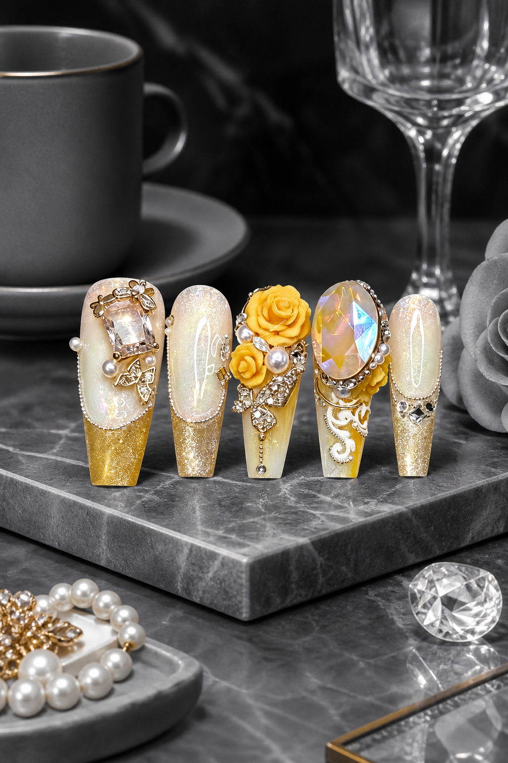 Gilded Sunfire Opulence | LUMlix Haute Nail