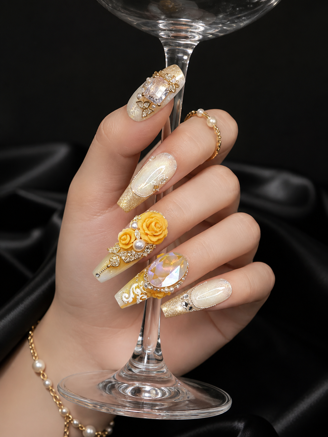 Gilded Sunfire Opulence | LUMlix Haute Nail