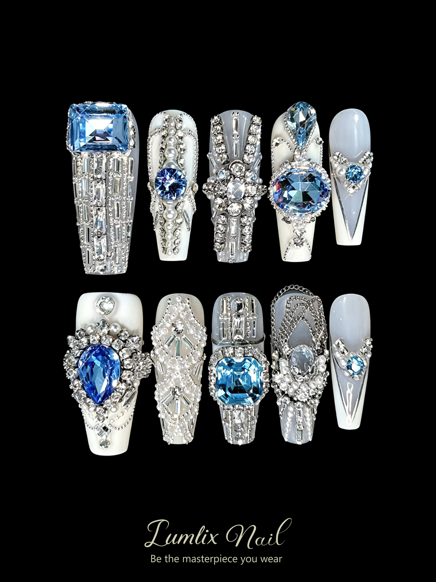 Azure Sovereign & Crystal Spire | LUMlix Haute Nail