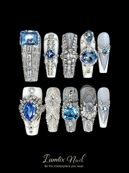 Azure Sovereign & Crystal Spire | LUMlix Haute Nail