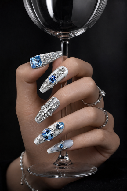 Azure Sovereign & Crystal Spire | LUMlix Haute Nail