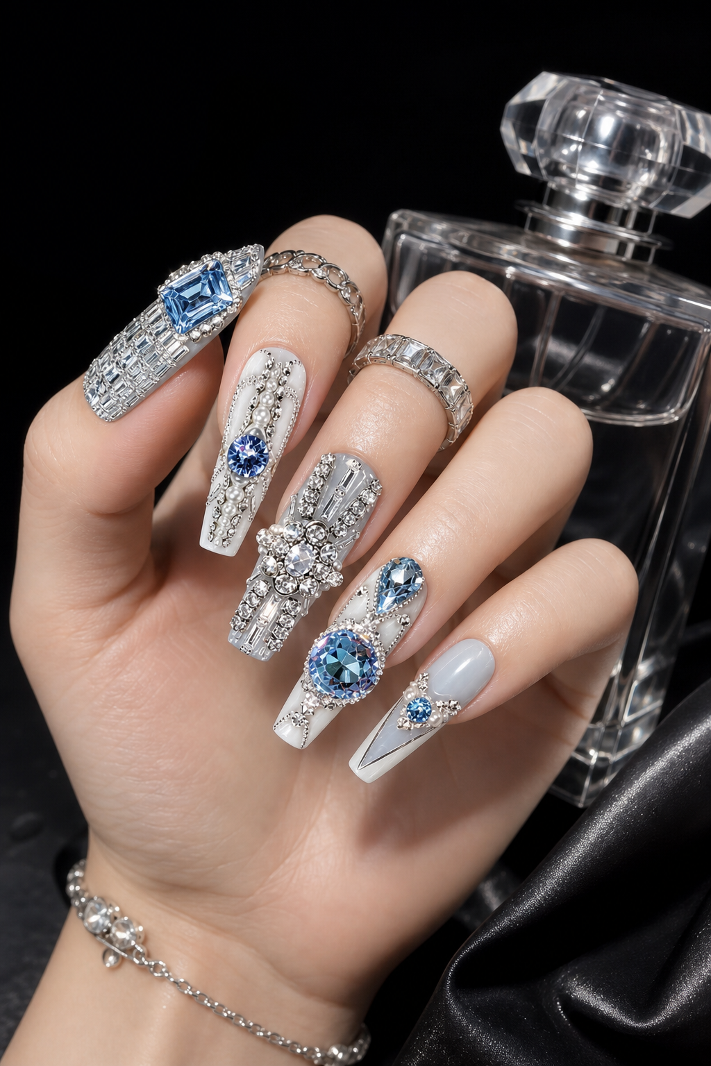Azure Sovereign & Crystal Spire | LUMlix Haute Nail