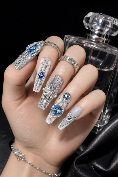 Azure Sovereign & Crystal Spire | LUMlix Haute Nail