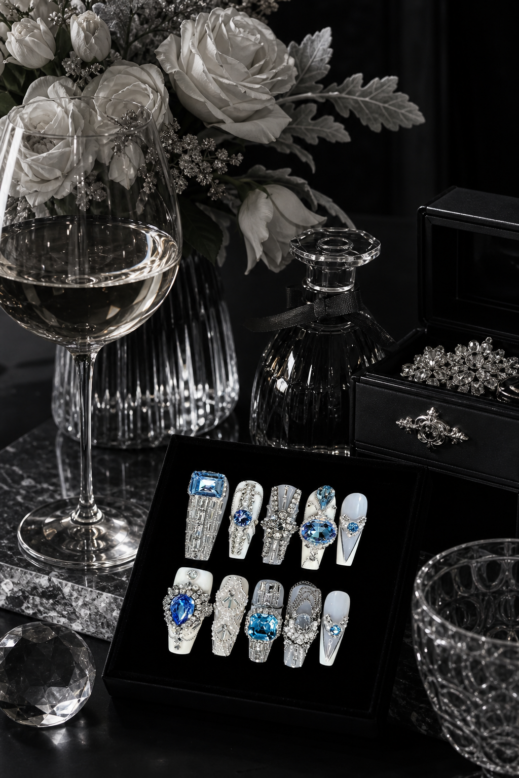 Azure Sovereign & Crystal Spire | LUMlix Haute Nail